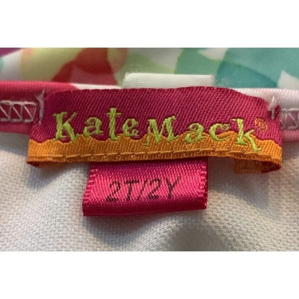 Kate Mack Girls Halter Top Swimwear Size 2T/2Y Ruffle Bottom Multicolor Hearts